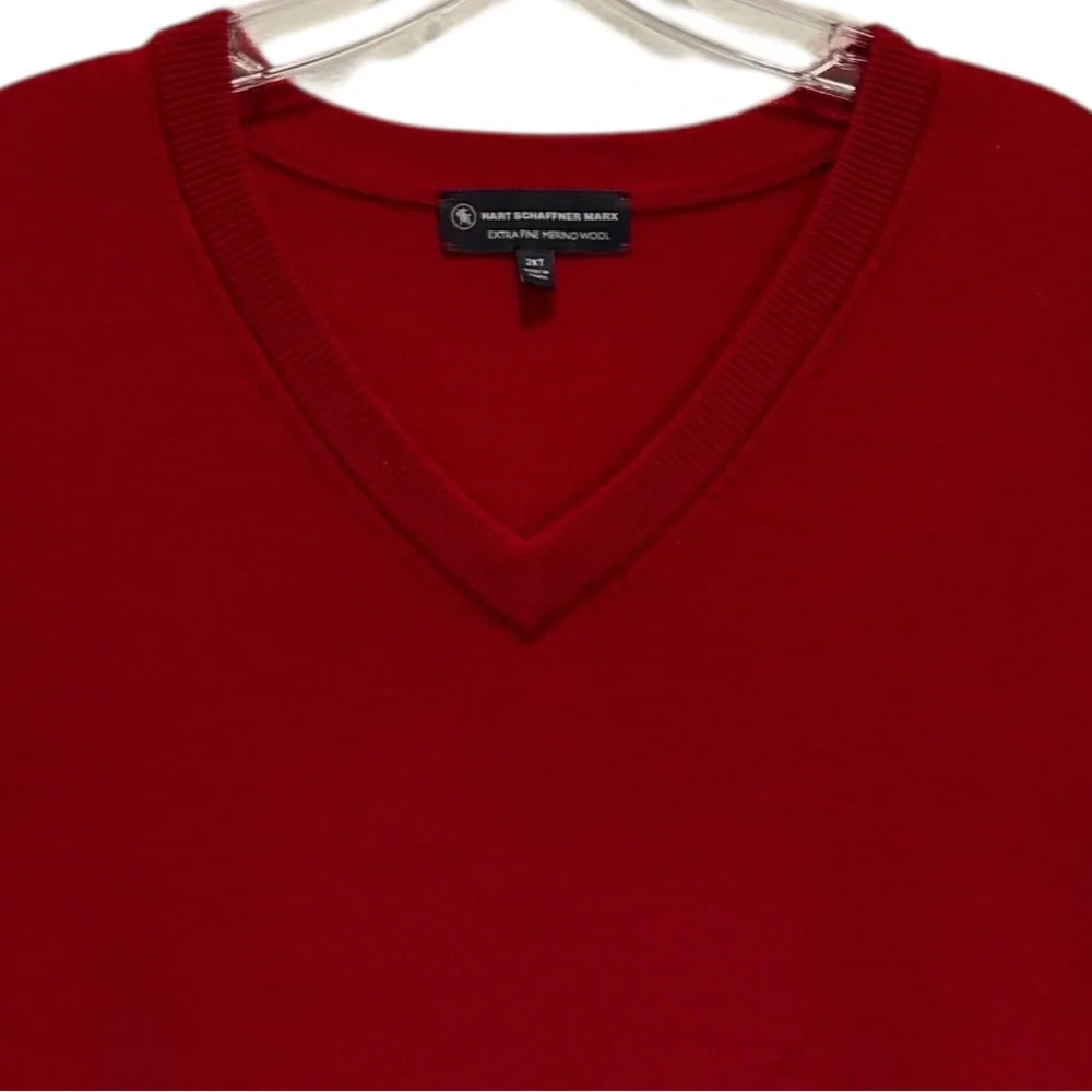 Men’s Red Merino Wool V-Neck Sweater Vest - Size 2XT